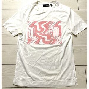 Murano mens white short sleeve shirt with pink velvet swirl block size‎ small
